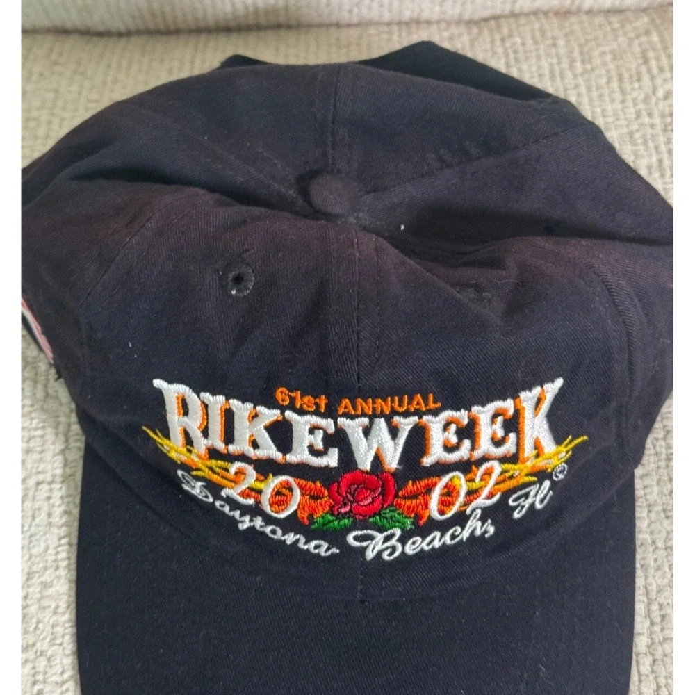 Vtg Bike Week Daytona Beach hat 61st Annual Embroidered‎ Roses Thorns 2002
